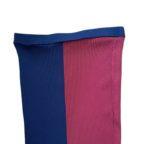 Staud Women’s Elms Color Block Two Tone Navy Bordeaux Knit Button Midi Skirt S - Picture 7 of 11